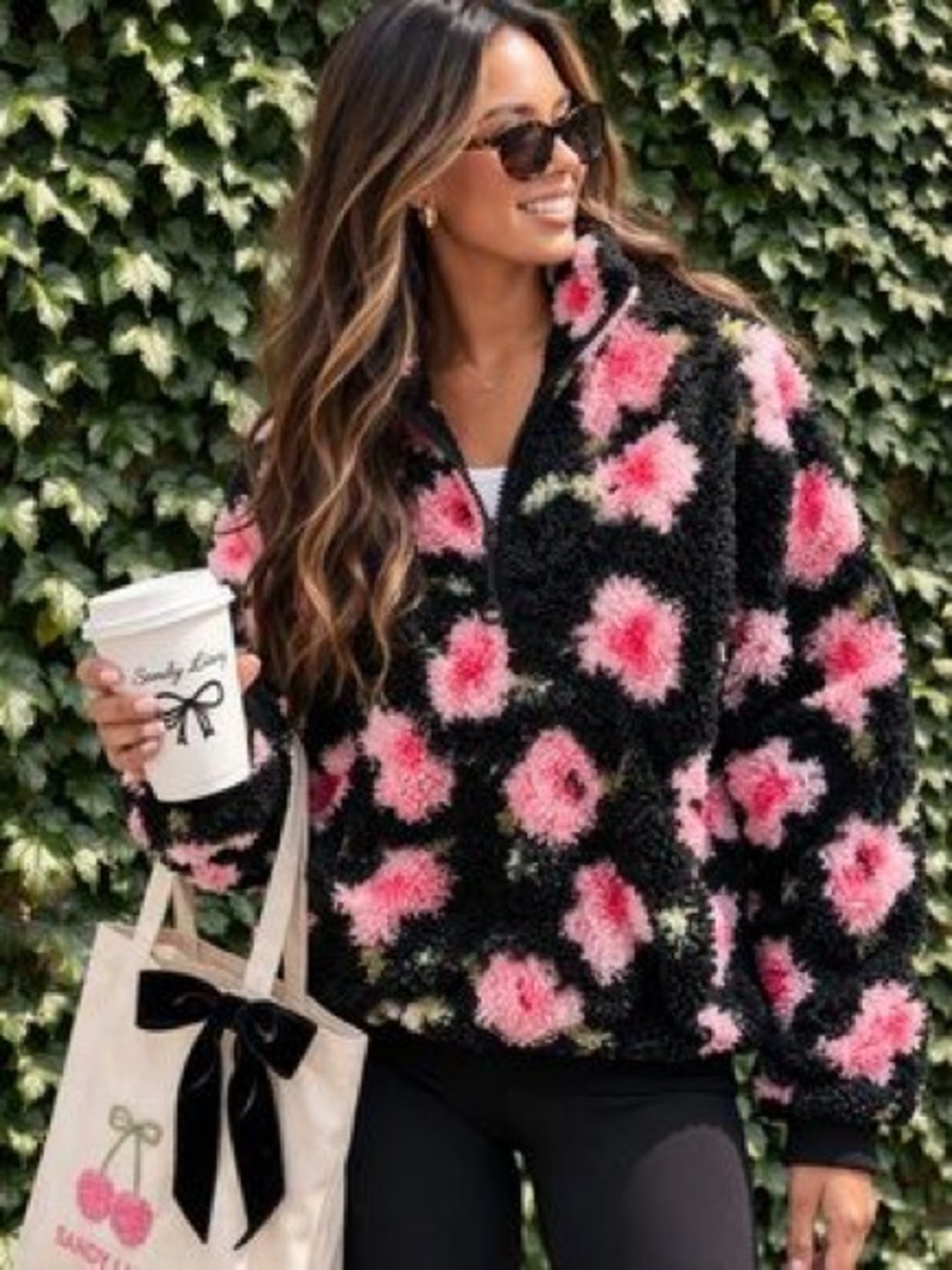 Sandy Liang x Target Floral Print Sherpa Teddy Pullover Jacket XXS
